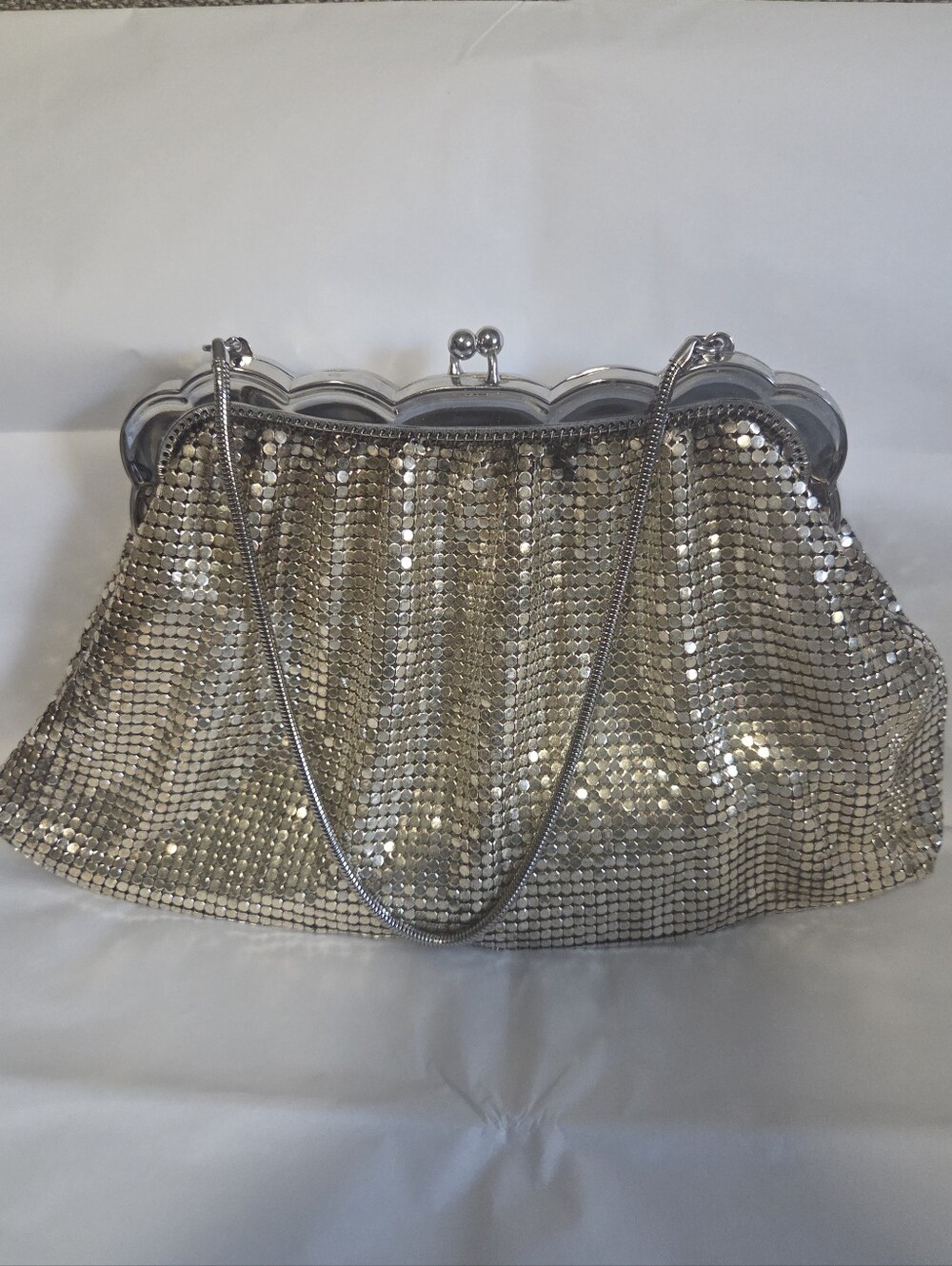 Whiting & Davis Vintage Gold And Silver Mesh Kisslock Evening Bag Or Clutch